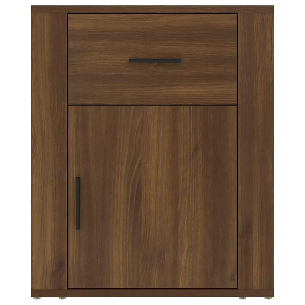 Bedside Nightstand Engineered Wood with Drawer Brown Oak 50x36x60cm