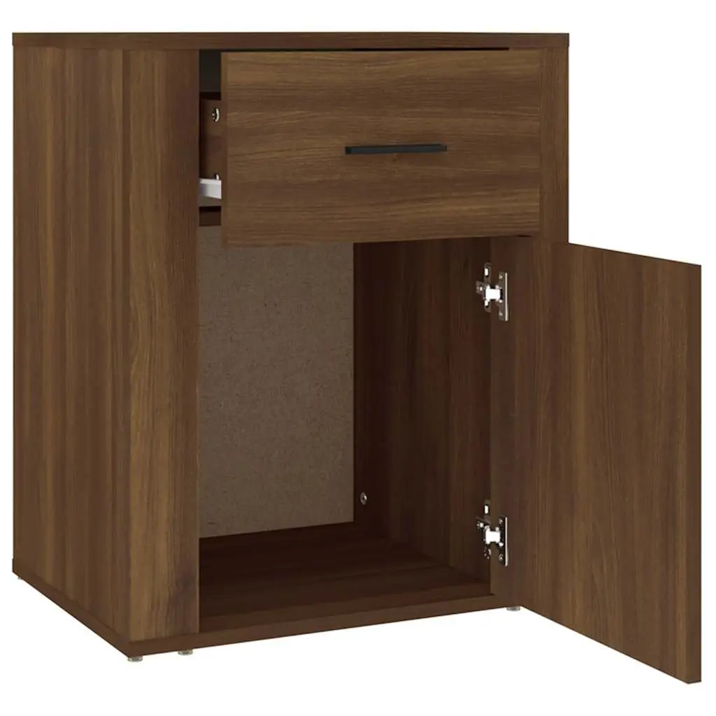 Bedside Nightstand Engineered Wood with Drawer Brown Oak 50x36x60cm