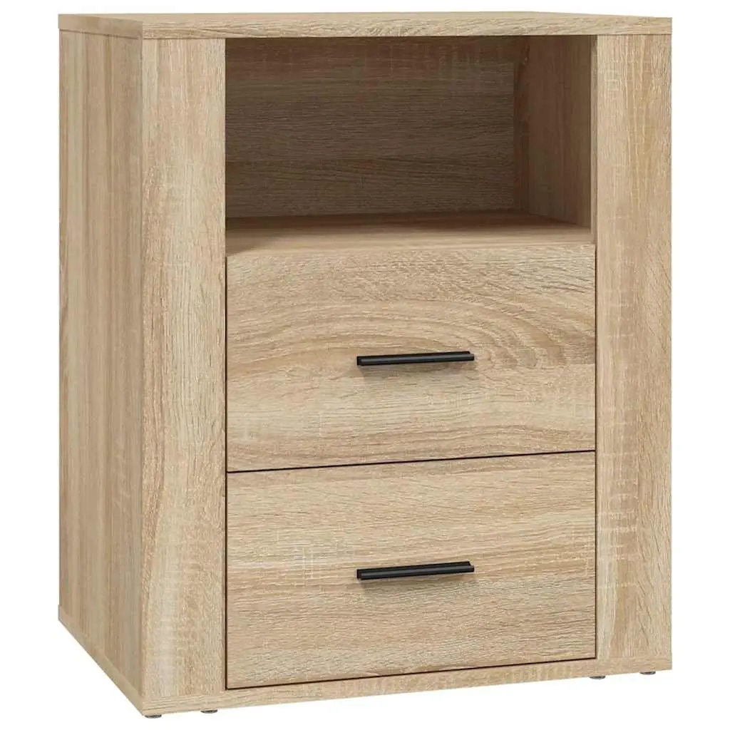 Bedside Cabinet Engineered Wood 50x36x60cm Brown Drawers Storage