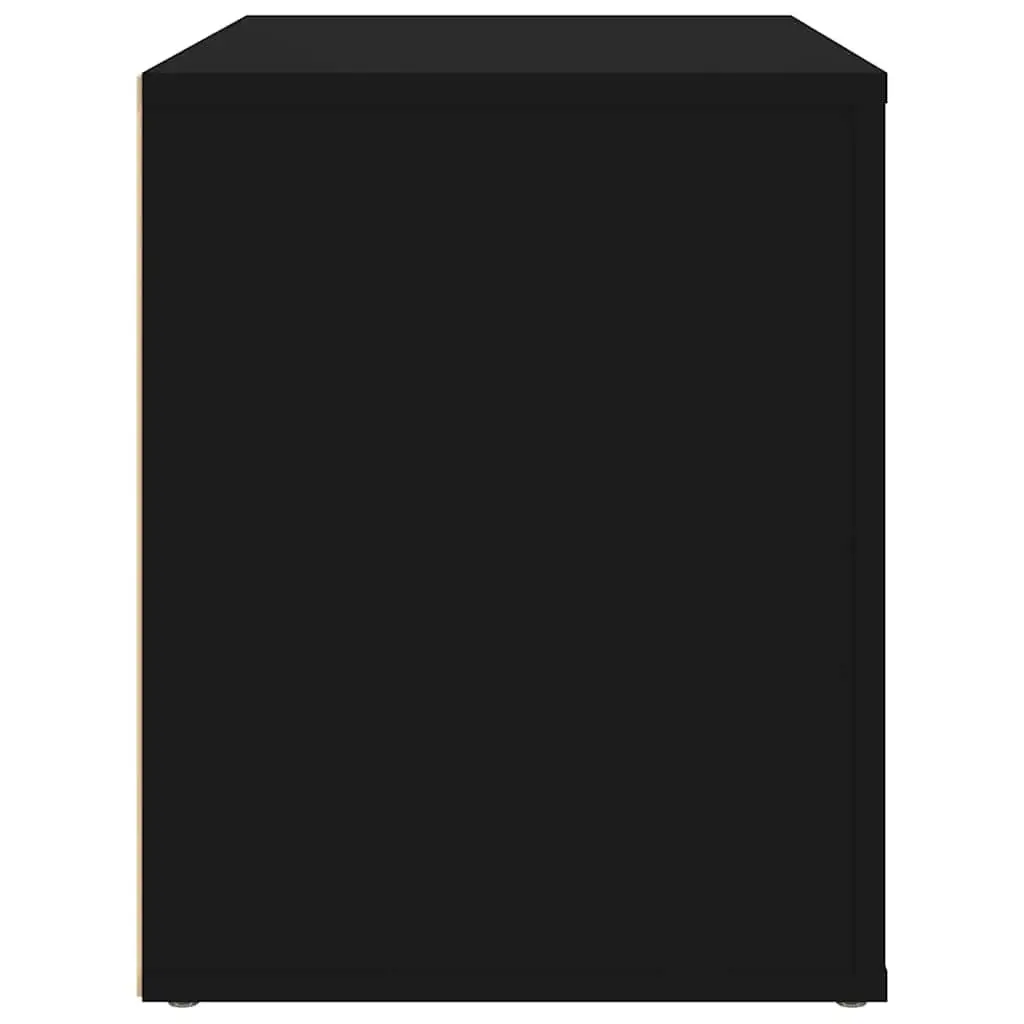 Bedside Cabinet Black 60x36x45cm Nightstand with 2 Drawers and 1 Compartment for Storage