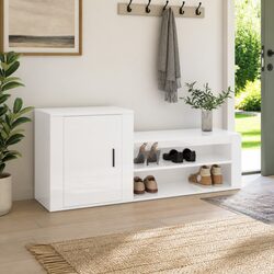 Shoe Cabinet White High Gloss Storage Cupboard Door Organiser Hall Furniture