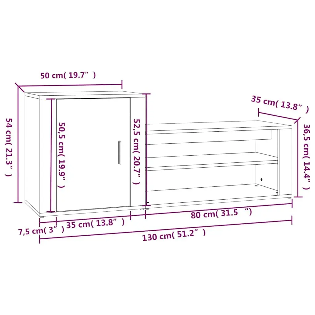 Shoe Cabinet Grey Engineered Wood 2 Compartments Storage Organiser Hall Wardrobe