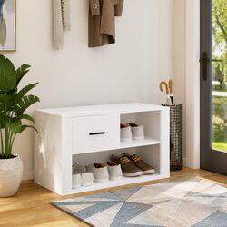 Friendly White Engineered Wood Shoe Organizer for Your Hall