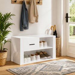Friendly High Gloss White Shoe Cabinet for Easy Organization