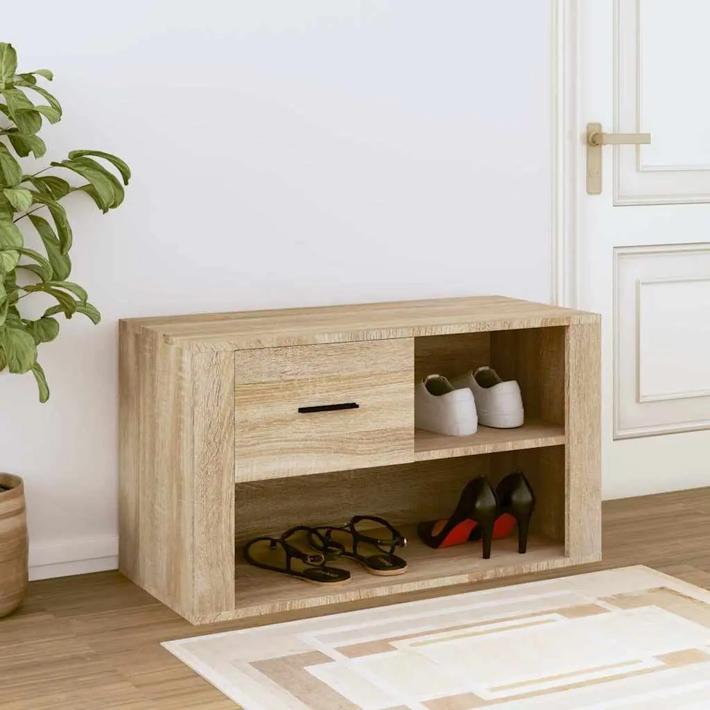 Shoe Cabinet Storage Organiser Beige Engineered Wood 80x35x45 cm 2 Compartments