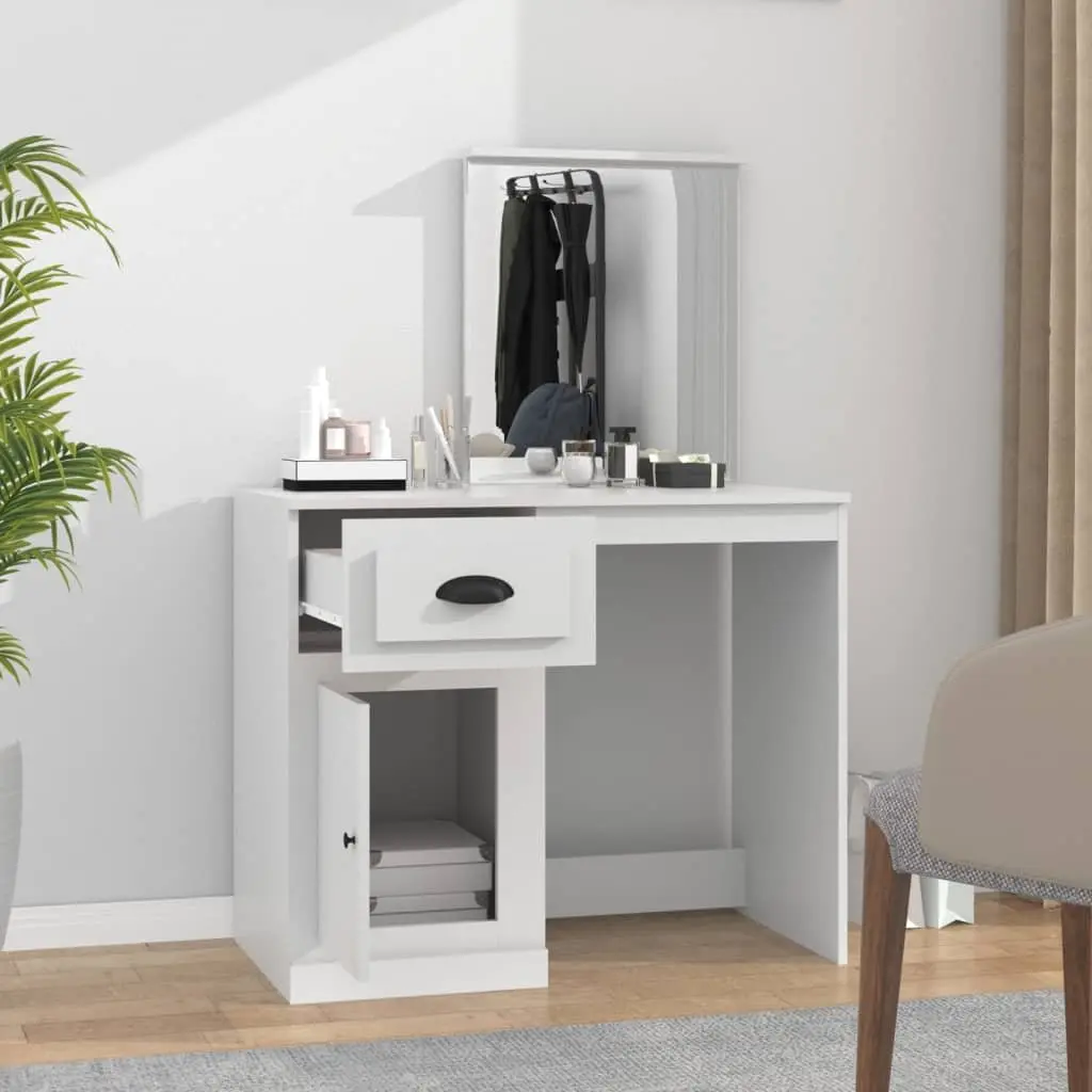 Dressing Table with Mirror White Bedroom Vanity Unit Storage Makeup Desk 90x50cm