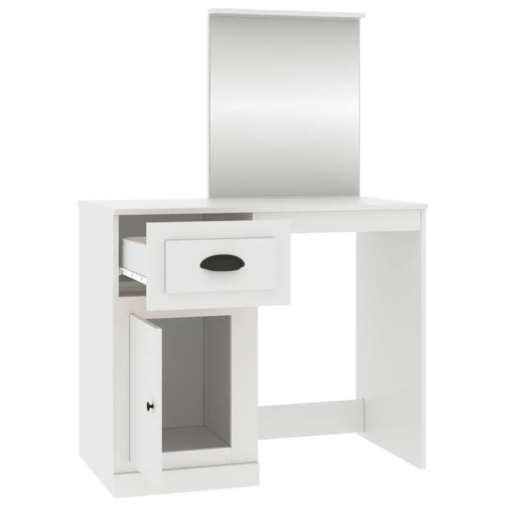 Dressing Table with Mirror White Bedroom Vanity Unit Storage Makeup Desk 90x50cm