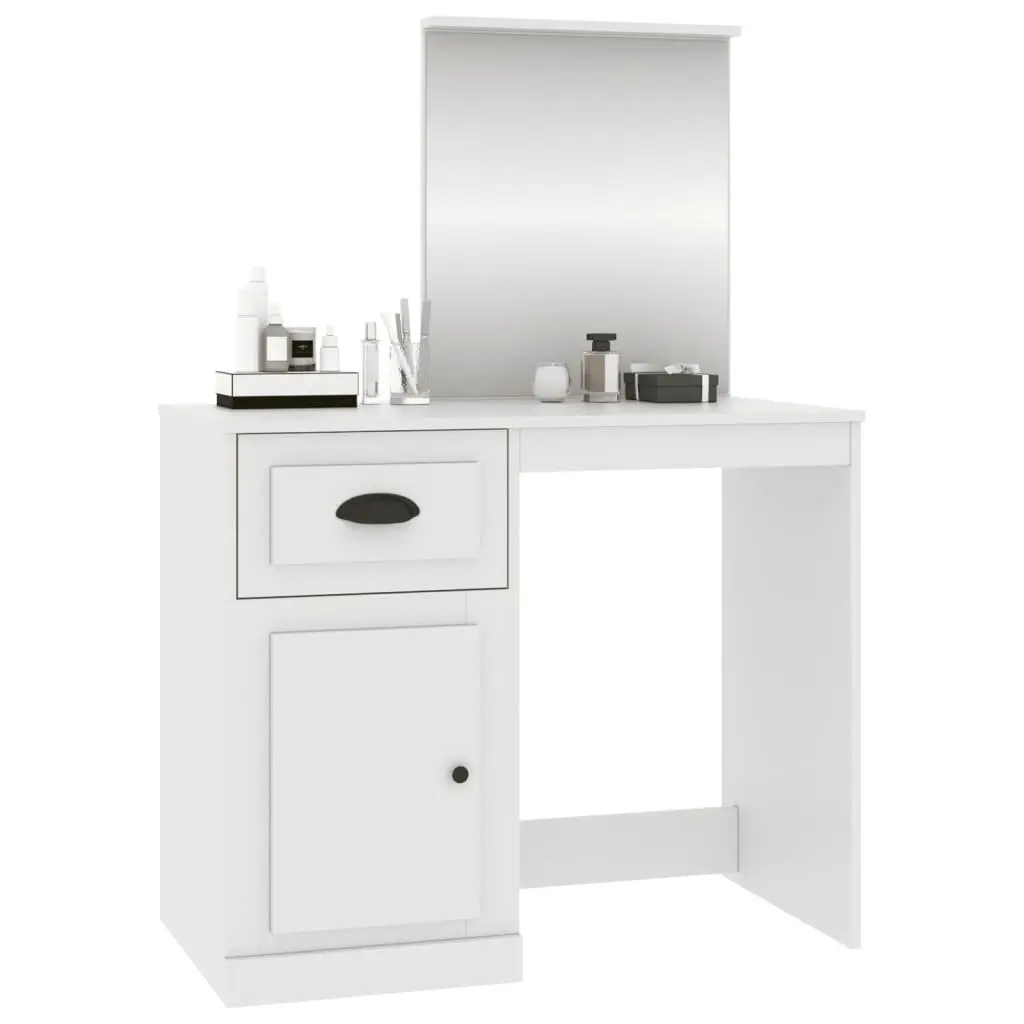 Dressing Table with Mirror White Bedroom Vanity Unit Storage Makeup Desk 90x50cm