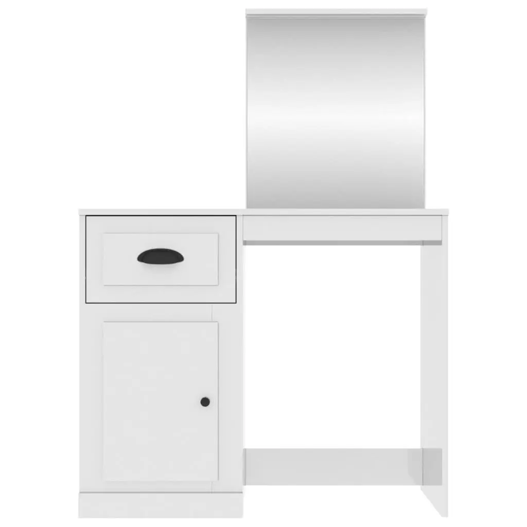 Bedroom Dressing Table with Mirror White High Gloss Vanity Unit Makeup Storage