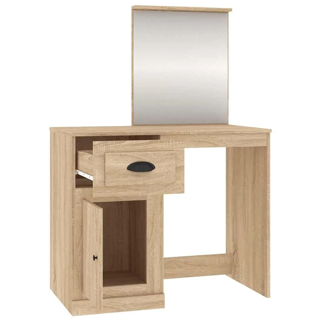 Dressing Table with Mirror Bedroom Vanity Unit Storage Brown Engineered Wood