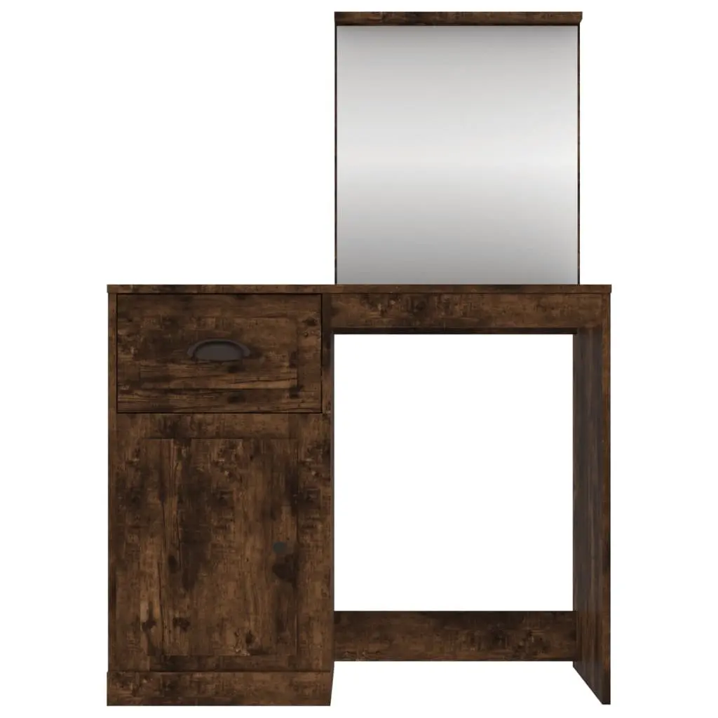 Dressing Table with Mirror Brown Engineered Wood Makeup Desk 90 x 50 x 132.5 cm