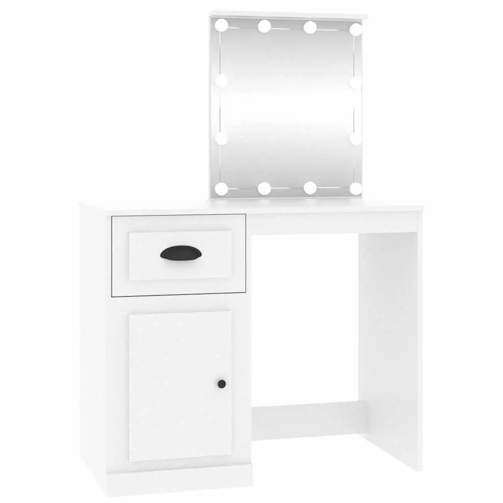 Dressing Table White LED Mirror Makeup Desk Storage Unit 90x50x1325cm