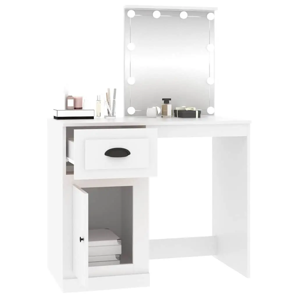 Dressing Table White LED Mirror Makeup Desk Storage Unit 90x50x1325cm