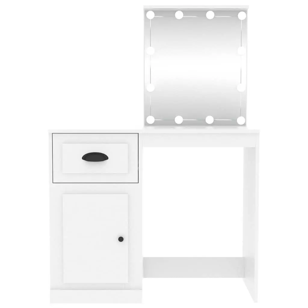 Dressing Table White LED Mirror Makeup Desk Storage Unit 90x50x1325cm