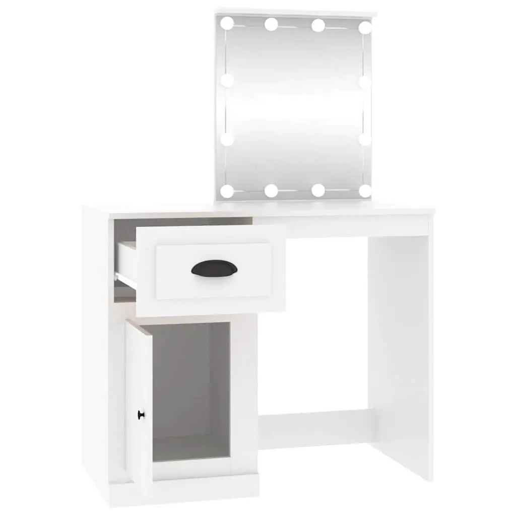 Dressing Table White LED Mirror Makeup Desk Storage Unit 90x50x1325cm