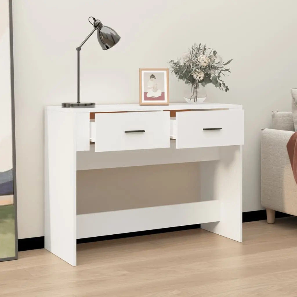 Console Table White Engineered Wood 100x39x75 cm Entryway Hallway Storage