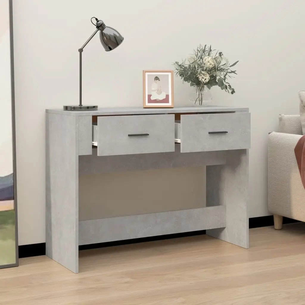 Console Table Grey Engineered Wood 100W x 39D x 75H cm with 2 Drawers