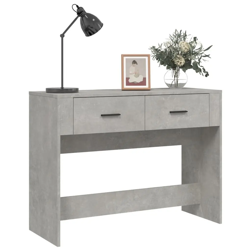Console Table Grey Engineered Wood 100W x 39D x 75H cm with 2 Drawers
