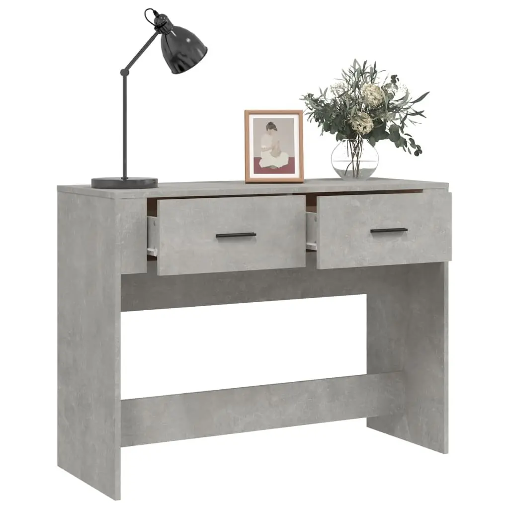 Console Table Grey Engineered Wood 100W x 39D x 75H cm with 2 Drawers