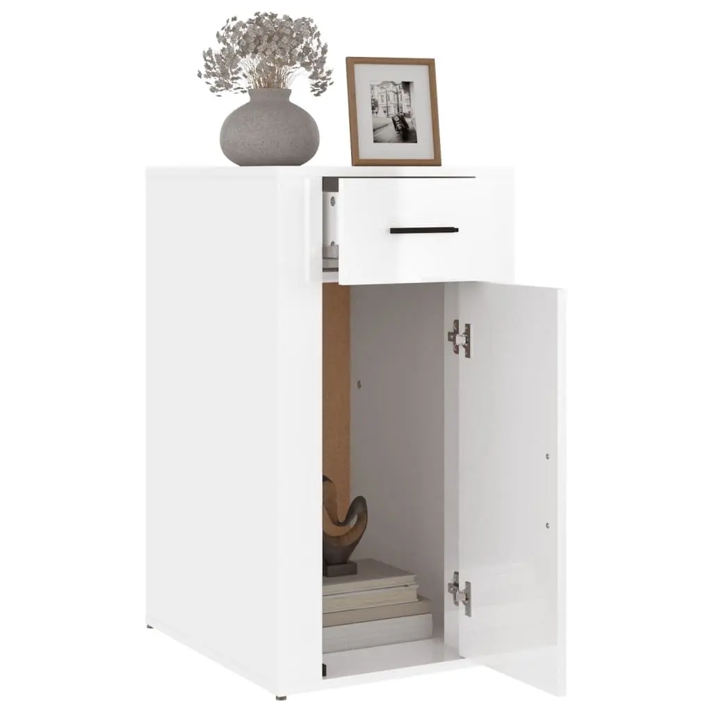 Desk Cabinet High Gloss White 40x49x75cm
