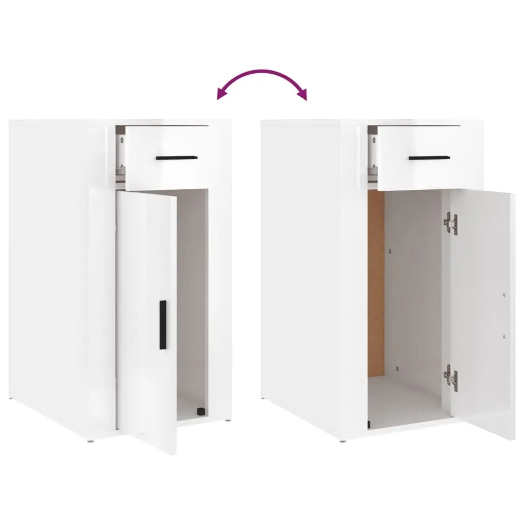 Desk Cabinet High Gloss White 40x49x75cm