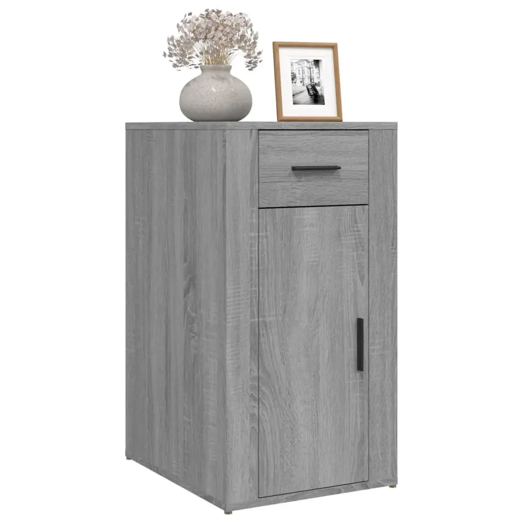 Desk Cabinet Grey Engineered Wood 40 x 49 x 75 cm Storage Drawer Door Cupboard Office Furniture