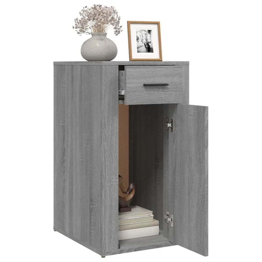 Desk Cabinet Grey Engineered Wood 40 x 49 x 75 cm Storage Drawer Door Cupboard Office Furniture