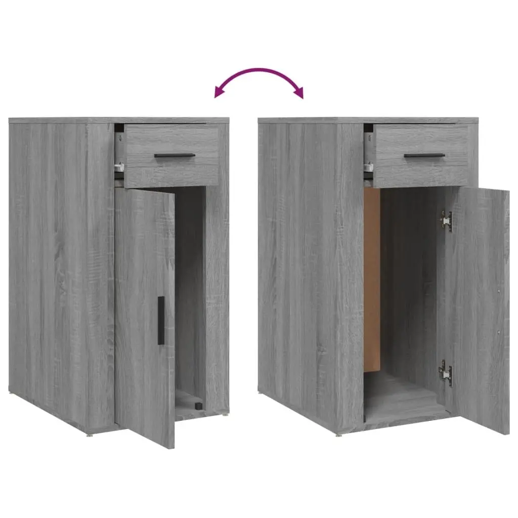 Desk Cabinet Grey Engineered Wood 40 x 49 x 75 cm Storage Drawer Door Cupboard Office Furniture