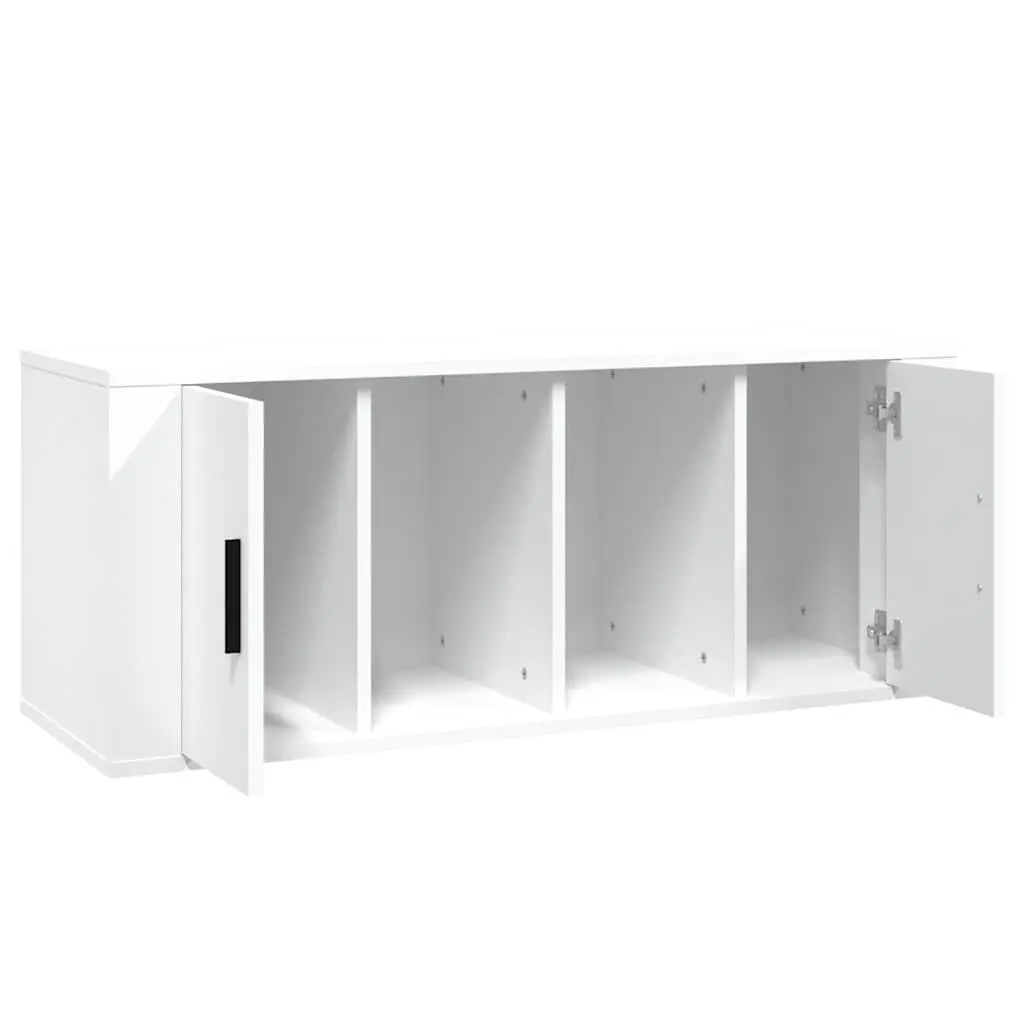 TV Cabinet White Engineered Wood 100x35x40 cm Media Storage Unit with Doors