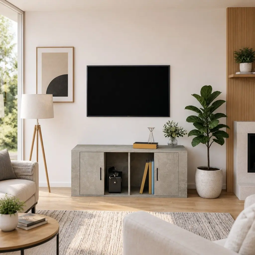 Grey TV Cabinet with Ample Storage