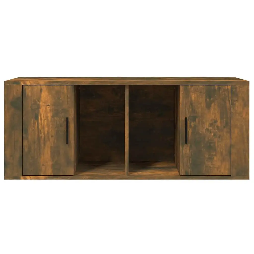 TV Cabinet Brown Engineered Wood Media Storage Unit with 4 Compartments and Door