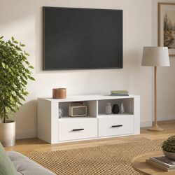 Friendly White TV Cabinet 100x35x40 cm for Your Media