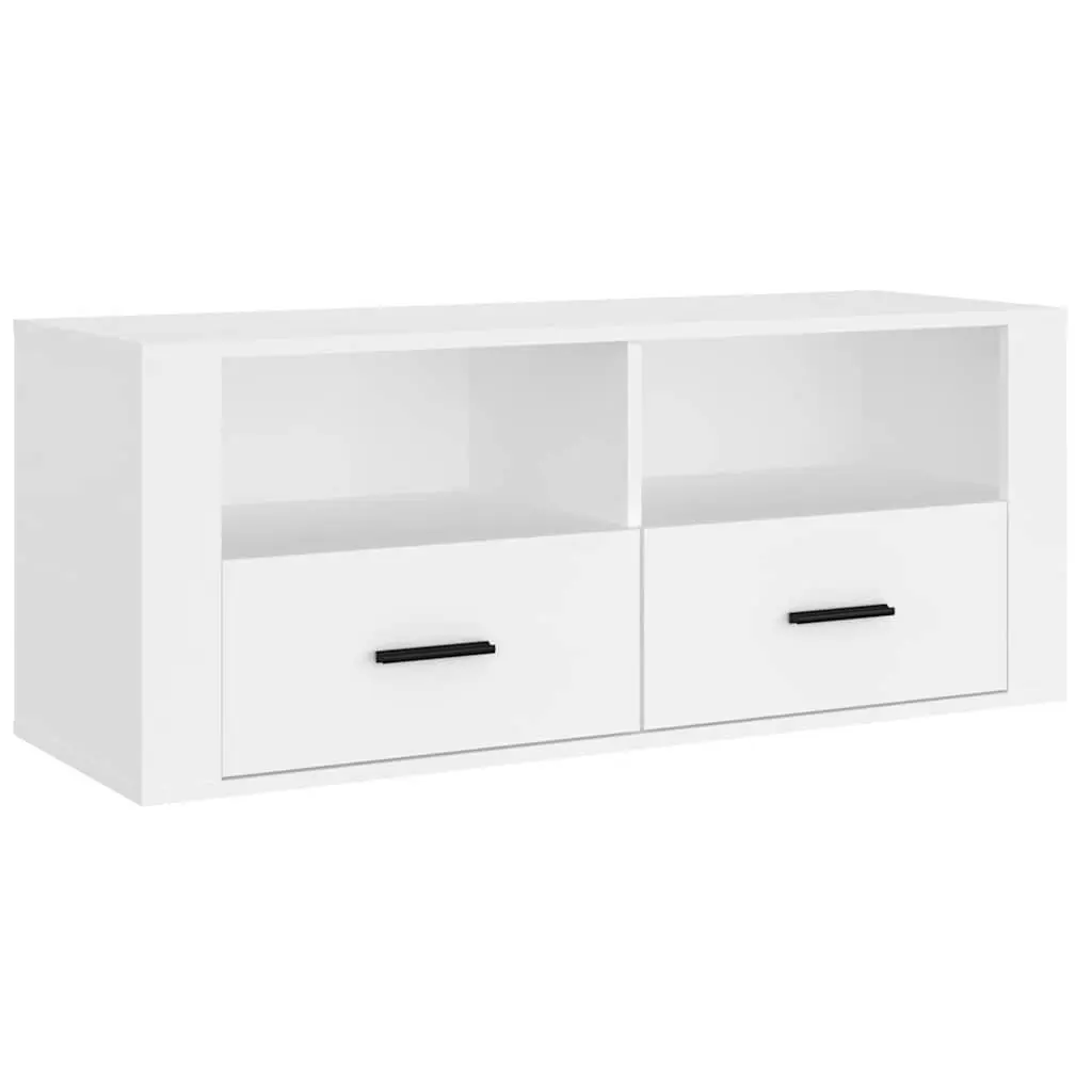 TV Cabinet White 100x35x40 cm Media Storage Unit Drawers Compartments