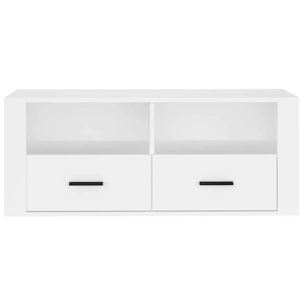 TV Cabinet White 100x35x40 cm Media Storage Unit Drawers Compartments