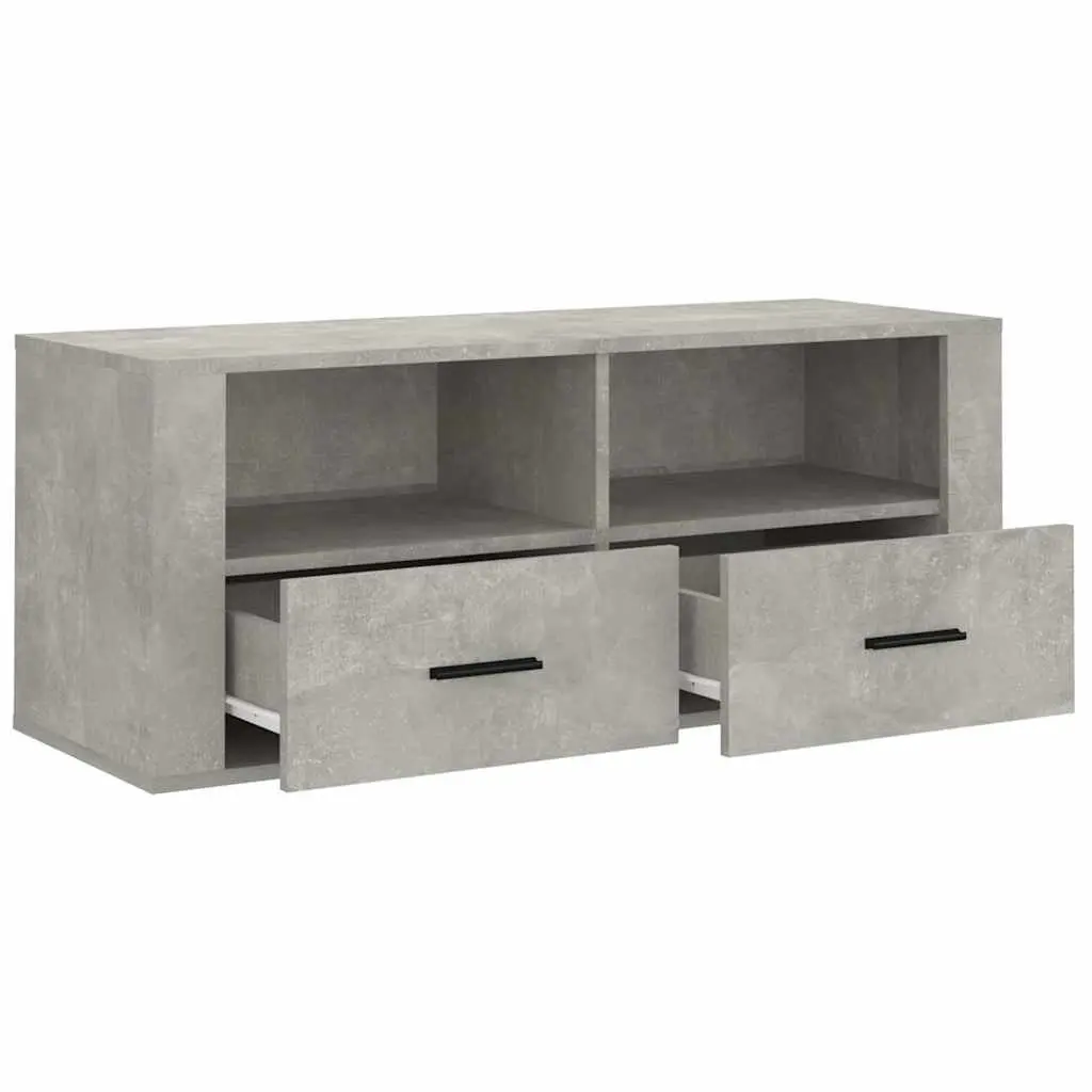 TV Cabinet Concrete Grey Engineered Wood Media Storage Unit 100 x 35 x 40 cm