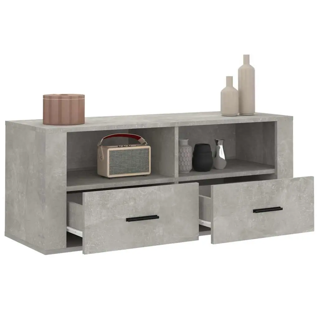 TV Cabinet Concrete Grey Engineered Wood Media Storage Unit 100 x 35 x 40 cm