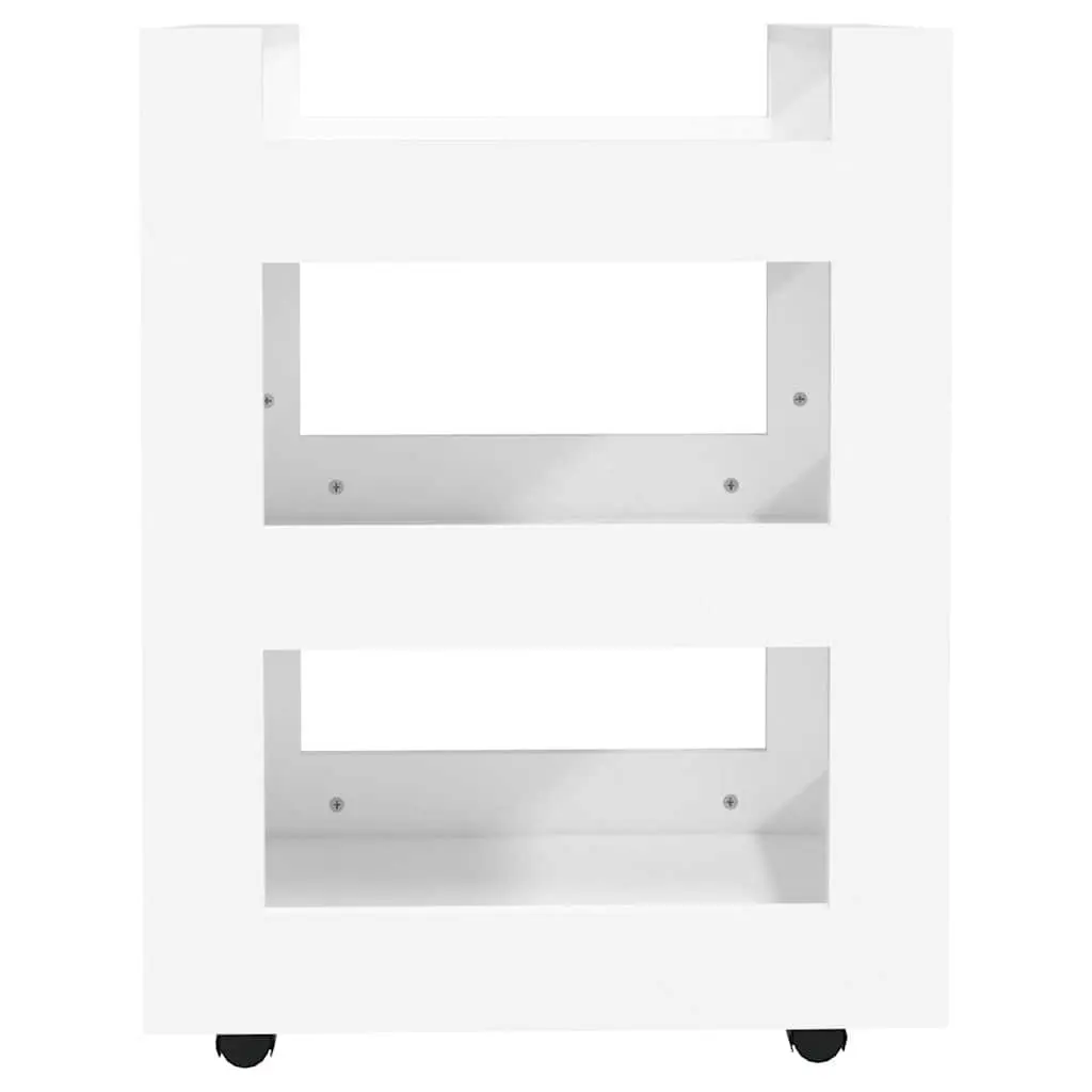 Kitchen Trolley White 3-Shelf Storage Cart Engineered Wood 60x45x80 cm Wheels