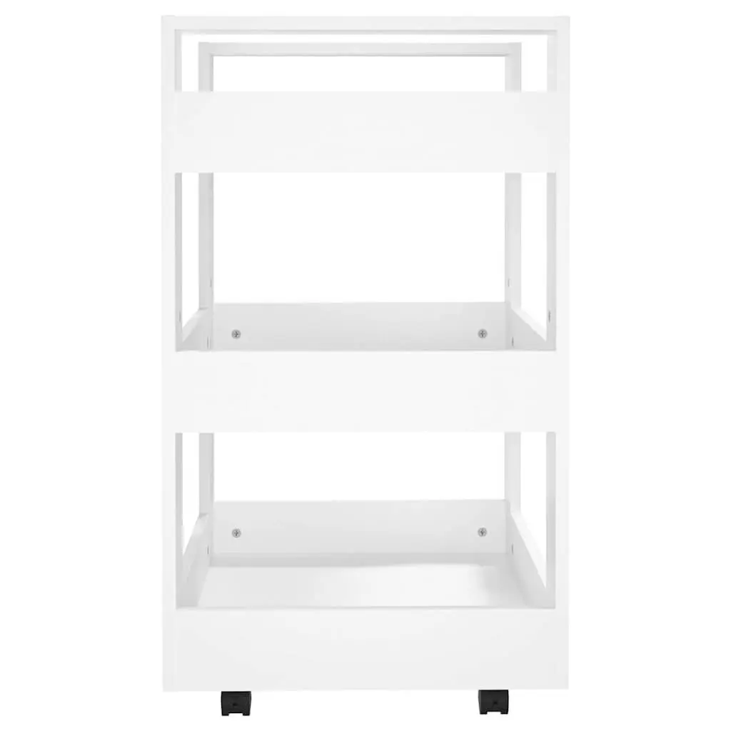 Kitchen Trolley White 3-Shelf Storage Cart Engineered Wood 60x45x80 cm Wheels