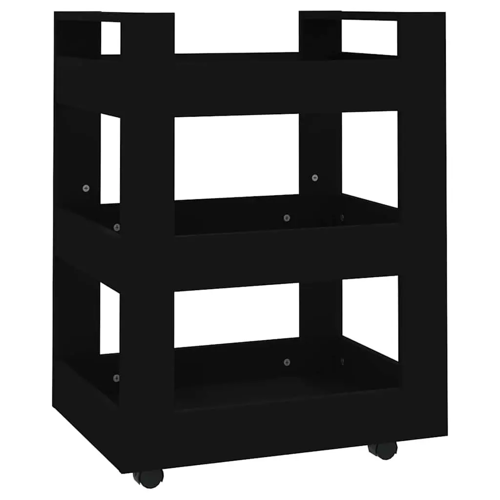Kitchen Trolley 3 Shelf Storage Cart with Wheels 60x45x80 cm Black