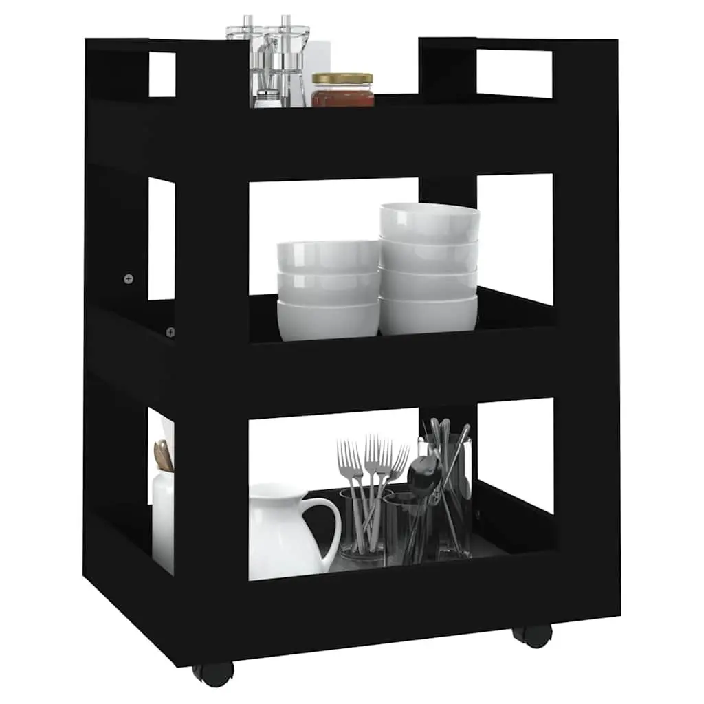 Kitchen Trolley 3 Shelf Storage Cart with Wheels 60x45x80 cm Black