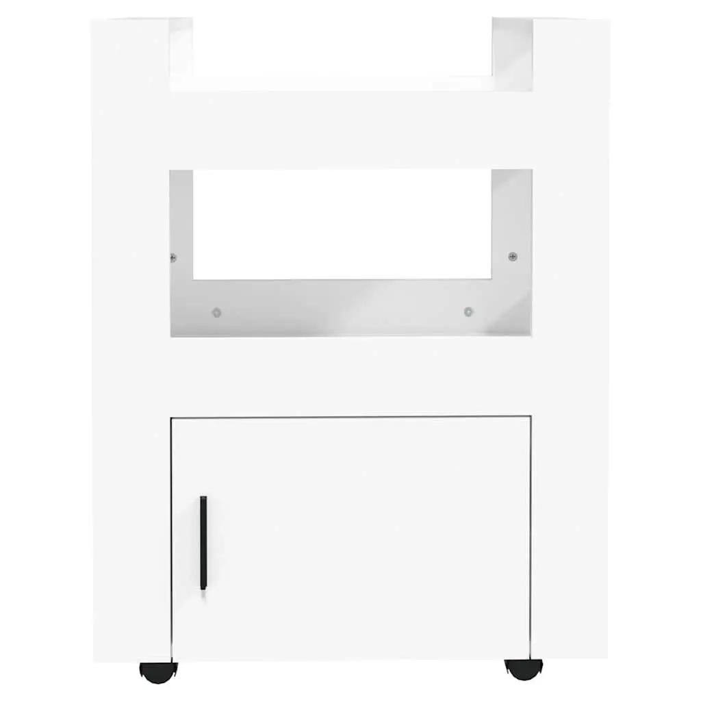 Kitchen Trolley White Storage Organizer with 2 Shelves and 1 Compartment 60x45x80 cm