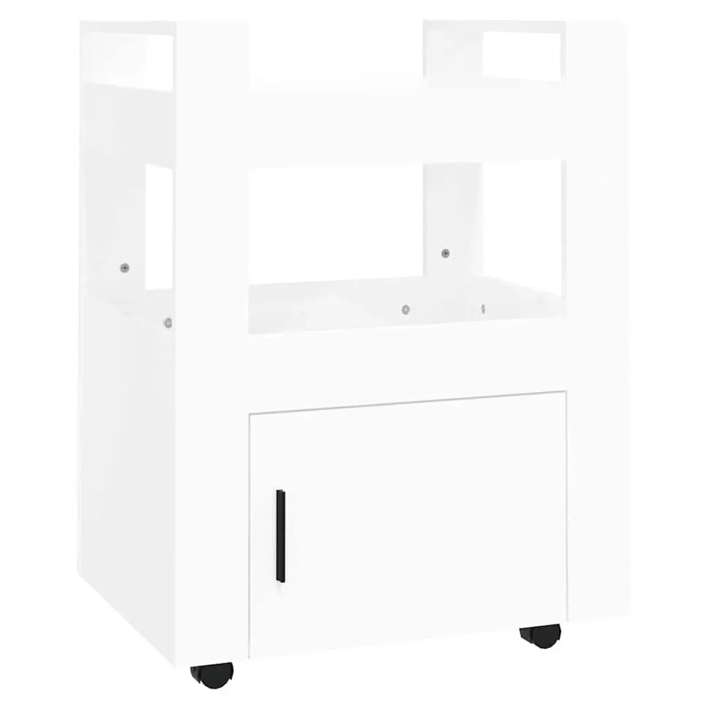 Kitchen Trolley Storage Cart White Engineered Wood 60x45x80cm 2 Shelves
