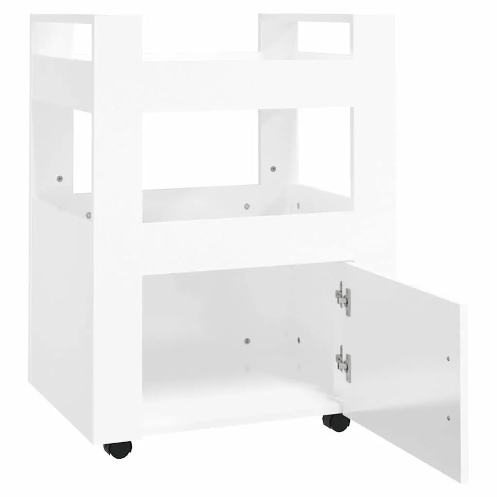 Kitchen Trolley Storage Cart White Engineered Wood 60x45x80cm 2 Shelves