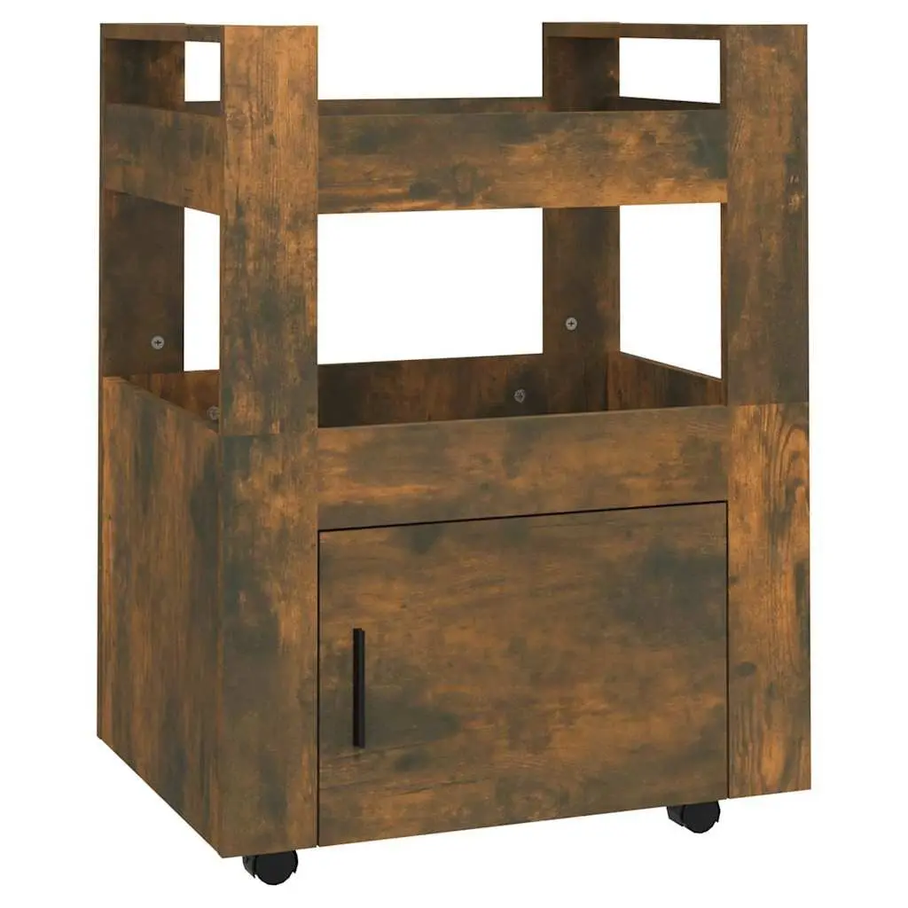 Kitchen Trolley Mobile Storage Cart Brown Engineered Wood 2 Shelves