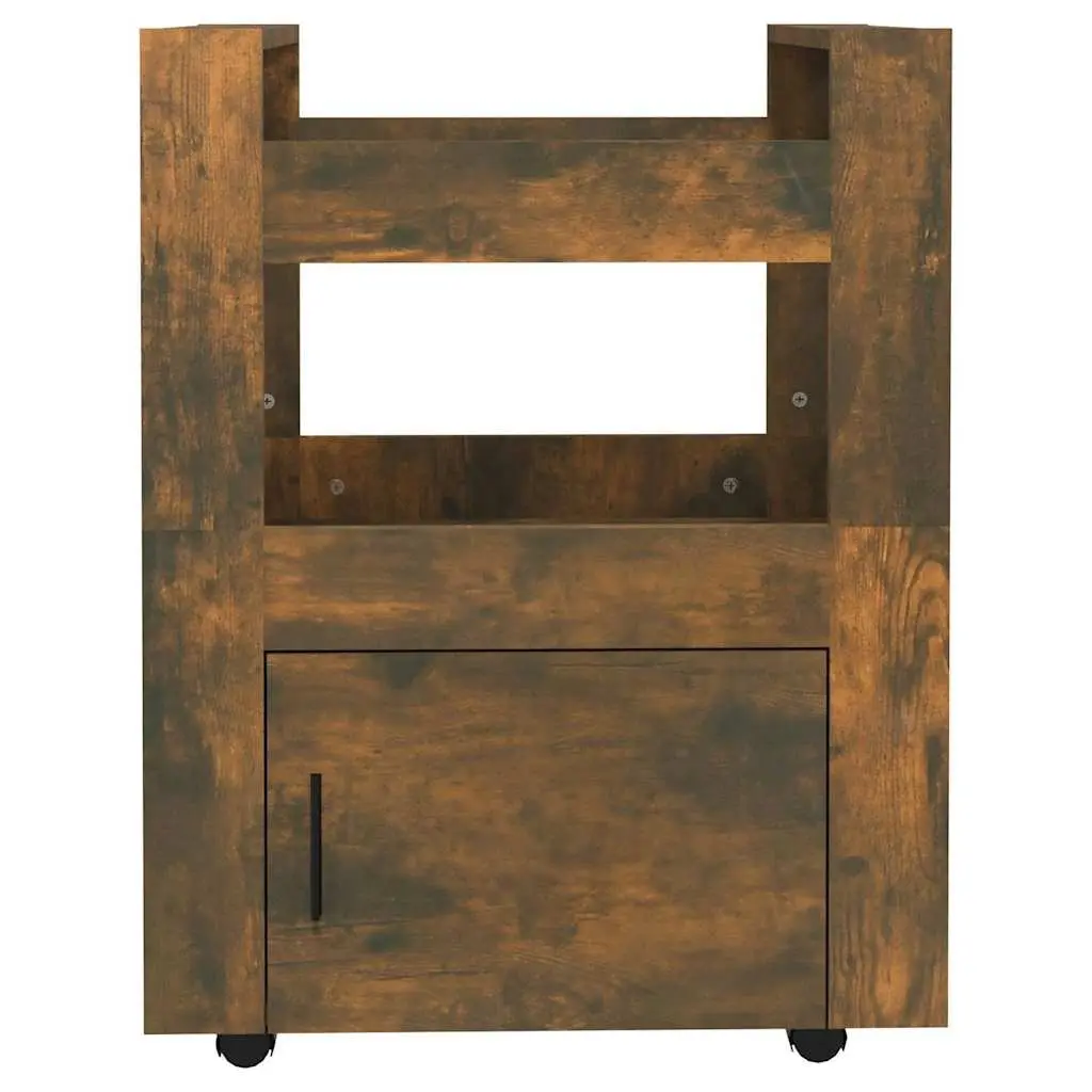 Kitchen Trolley Mobile Storage Cart Brown Engineered Wood 2 Shelves