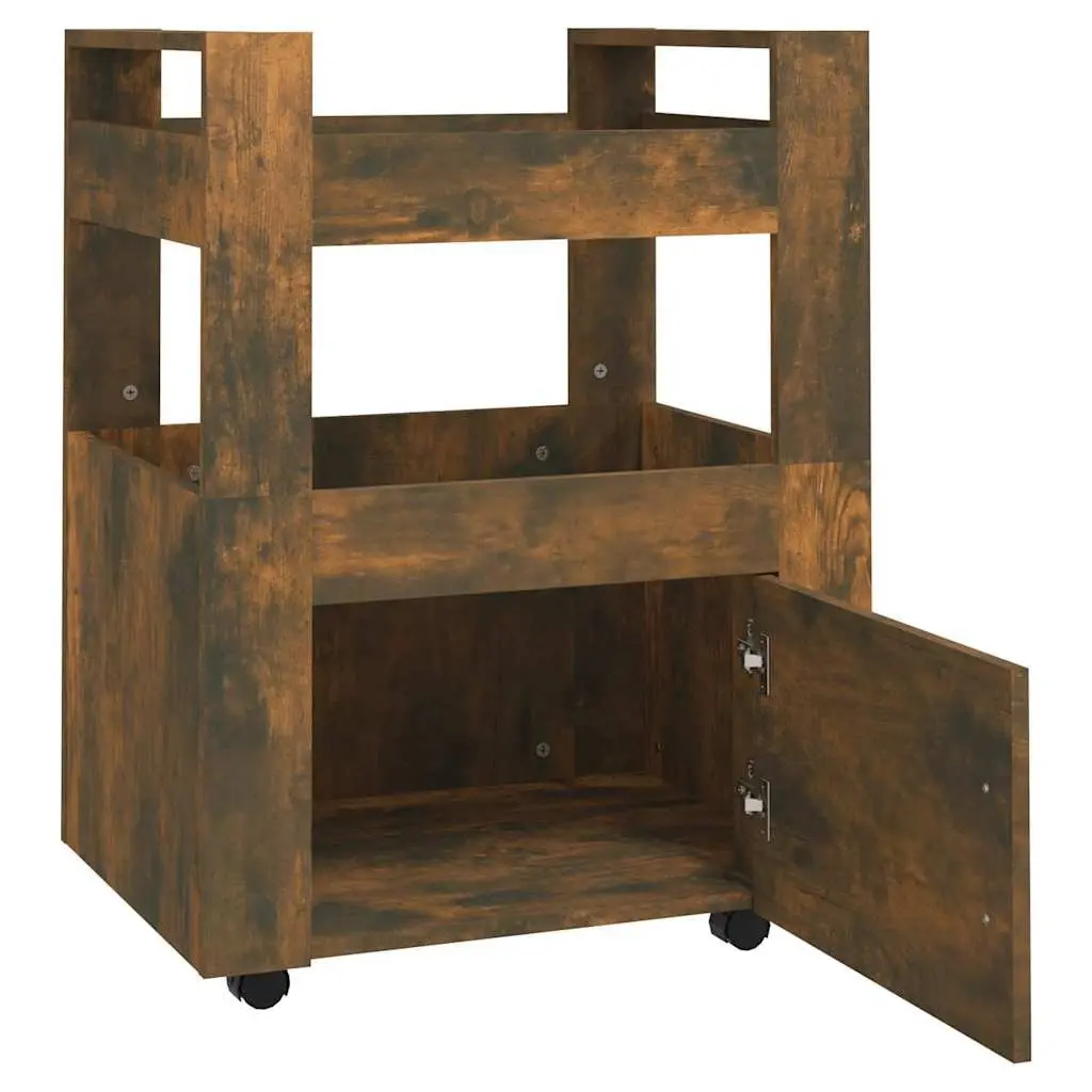 Kitchen Trolley Mobile Storage Cart Brown Engineered Wood 2 Shelves