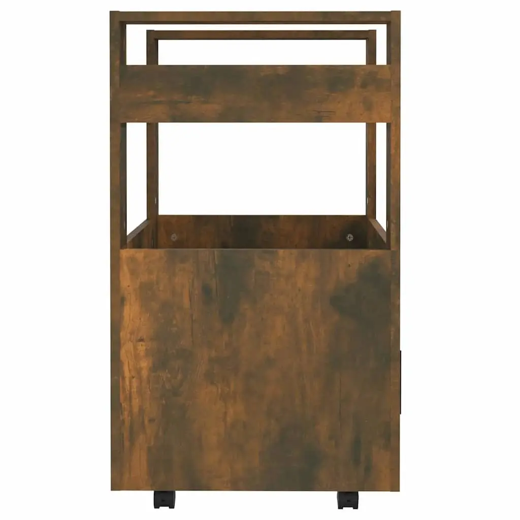 Kitchen Trolley Mobile Storage Cart Brown Engineered Wood 2 Shelves