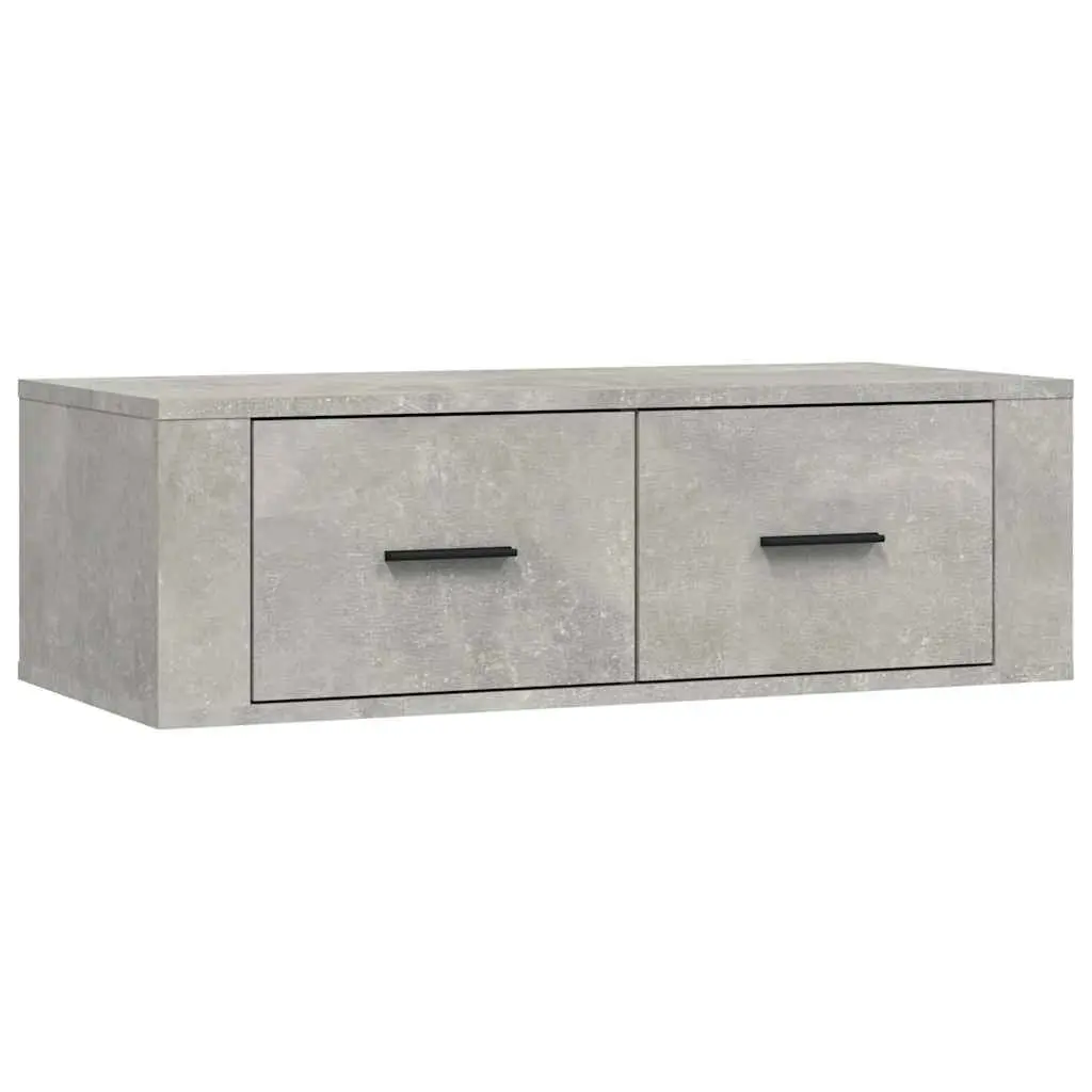 Wall-Mounted TV Cabinet Grey Engineered Wood 80x36x25 cm with 2 Storage Drawers
