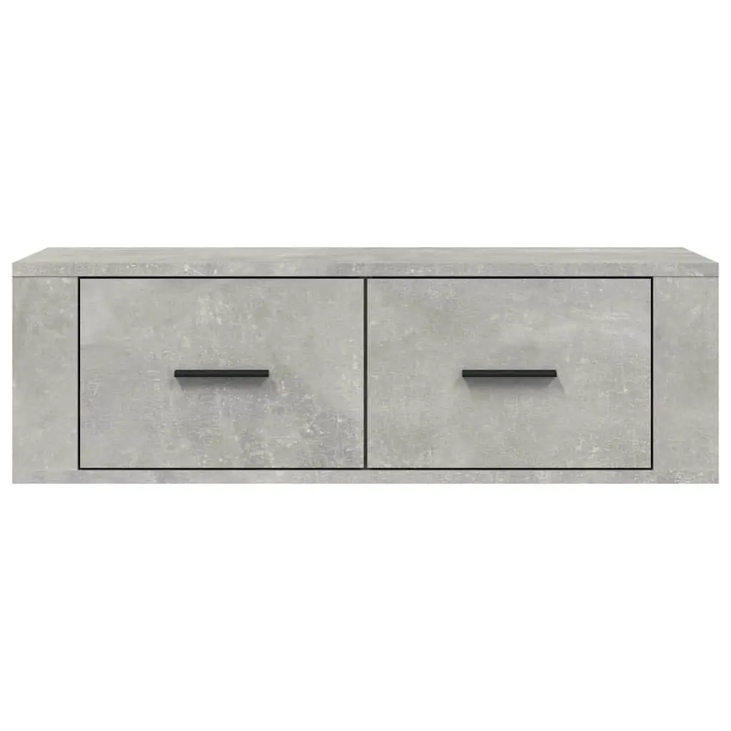 Wall-Mounted TV Cabinet Grey Engineered Wood 80x36x25 cm with 2 Storage Drawers