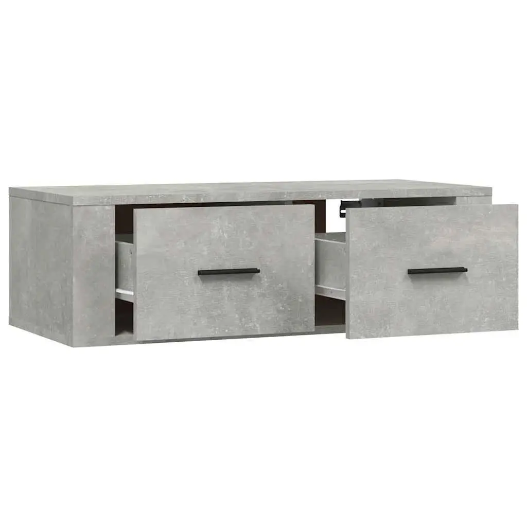 Wall-Mounted TV Cabinet Grey Engineered Wood 80x36x25 cm with 2 Storage Drawers
